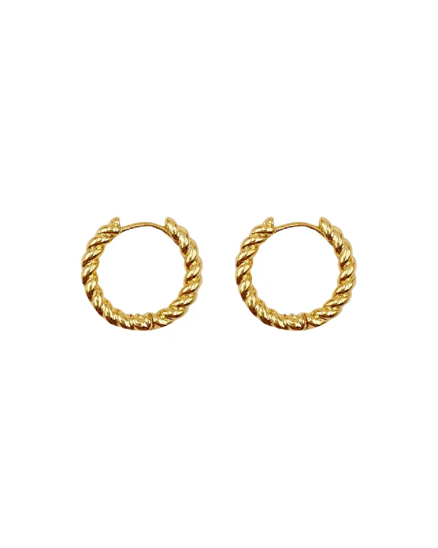 Classic Pearl Stud Earrings-Gold Twist Hoops