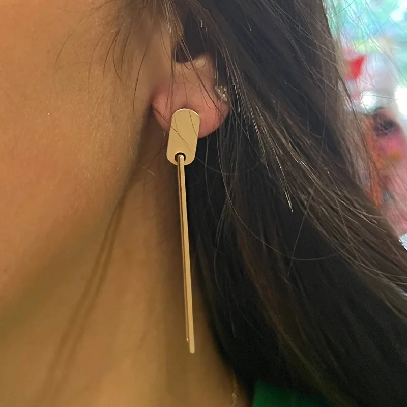 Statement Chandelier Earrings-Marley Bar Cut Out Dainty Earrings FINAL SALE