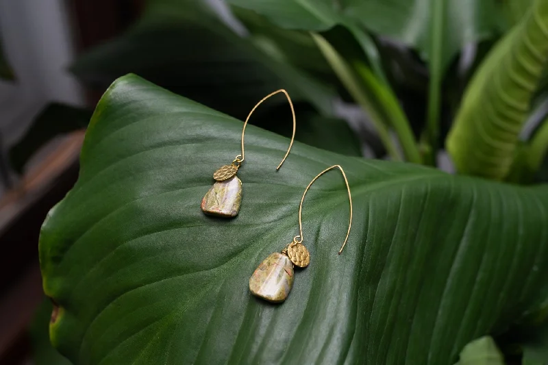 Beautiful Ruby Earrings-Easy Elegance Earrings - Unakite