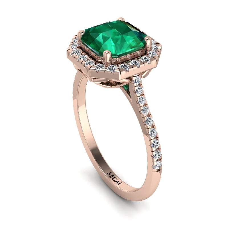 Personalized Wedding Ring-Gorgeous Radiant Cut Emerald Pave Engagement Ring With Hidden Stone - Felicity No. 5