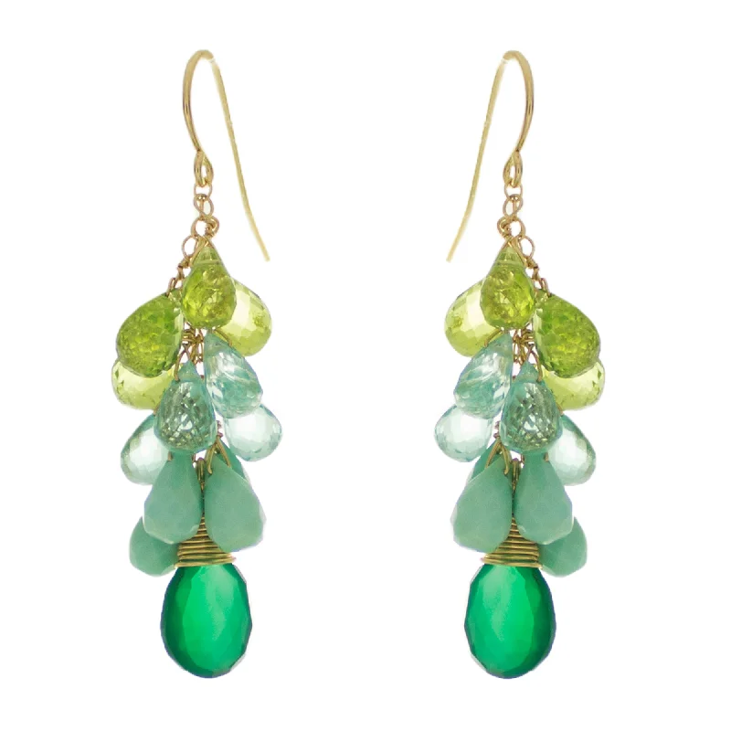 Unique Boho Earrings-Jungle Green Drop Earrings