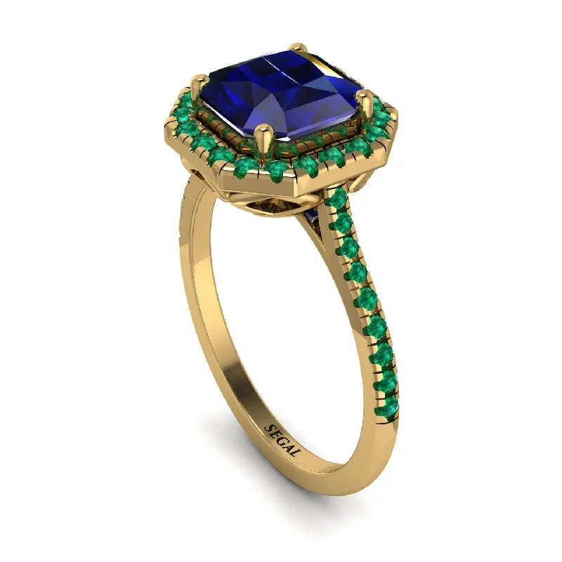 Gold Wedding Ring for Men-Gorgeous Radiant Cut Sapphire Pave Engagement Ring With Hidden Stone - Felicity No. 28