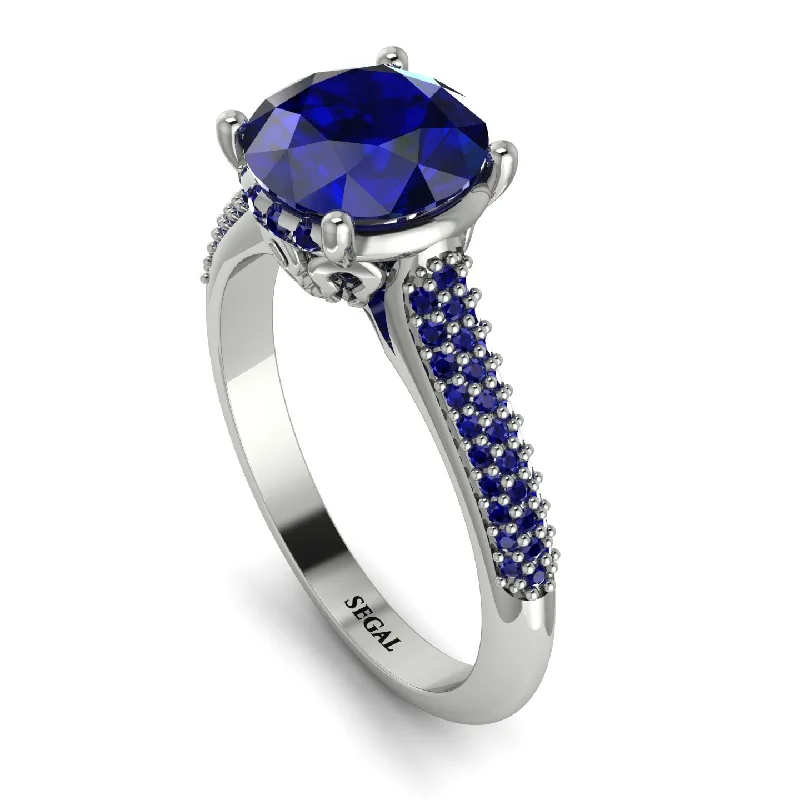 Men’s Silver Wedding Ring-Luxury Pave Round Cut Sapphire Engagement Ring With Hidden Stone - Miracle No. 75