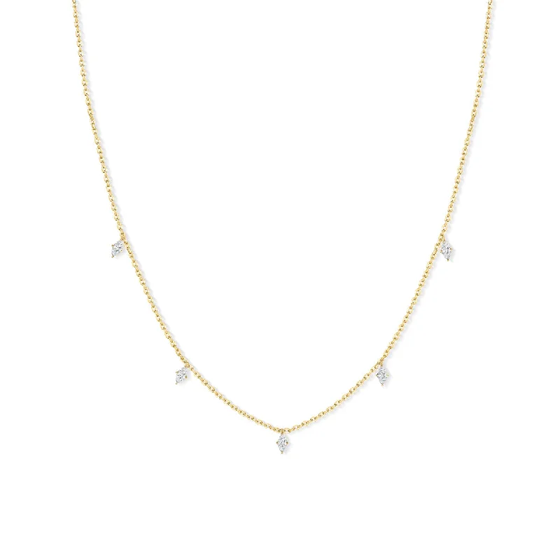 Classy Silver Necklace-The Diana - Gold