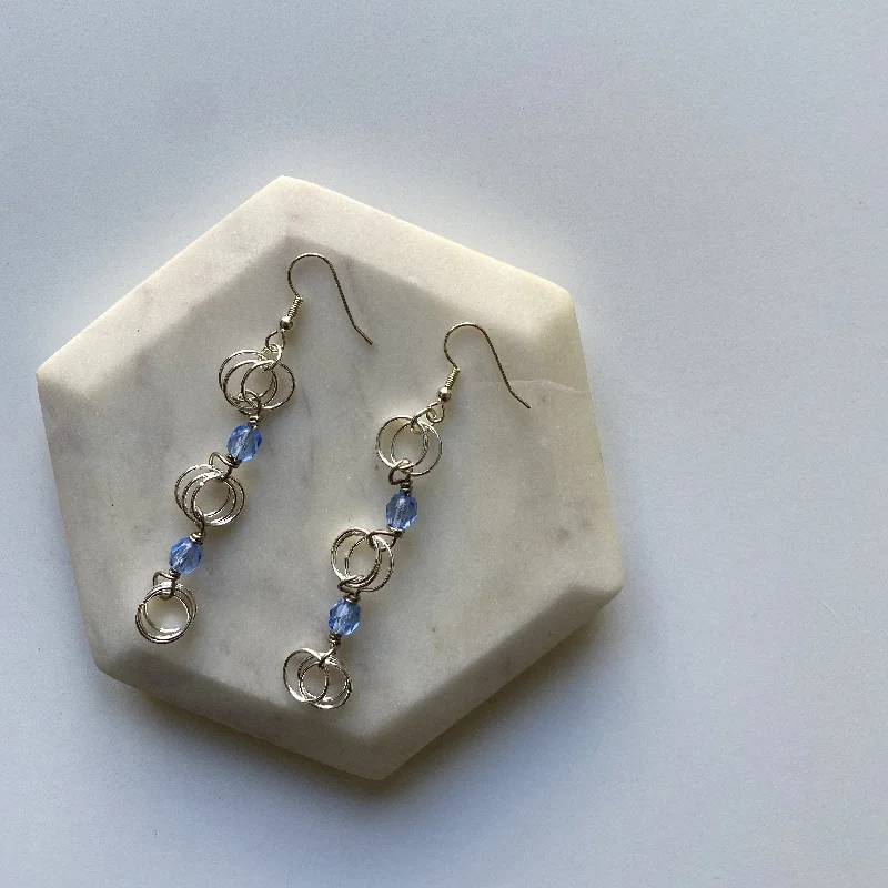 Rose Gold Drop Earrings-The Kiere Earrings in Sapphire Blue