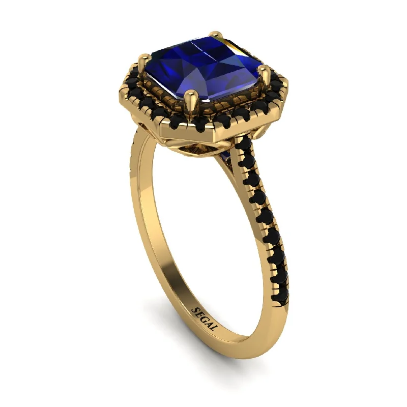 Designer Rose Gold Ring-Gorgeous Radiant Cut Sapphire Pave Engagement Ring With Hidden Stone - Felicity No. 43