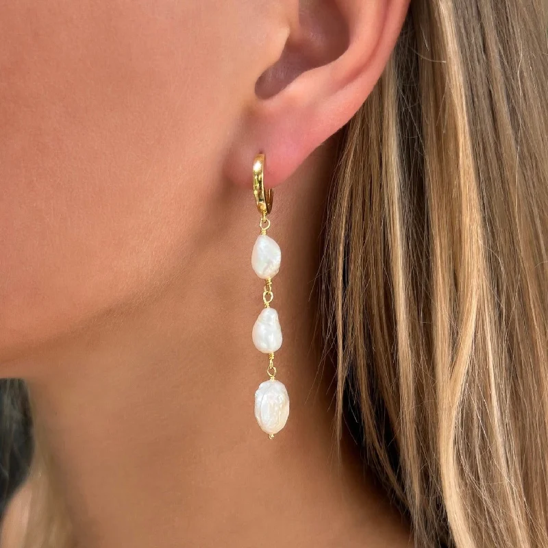 Large Crystal Earrings-Elsa Pearl Drop Earrings