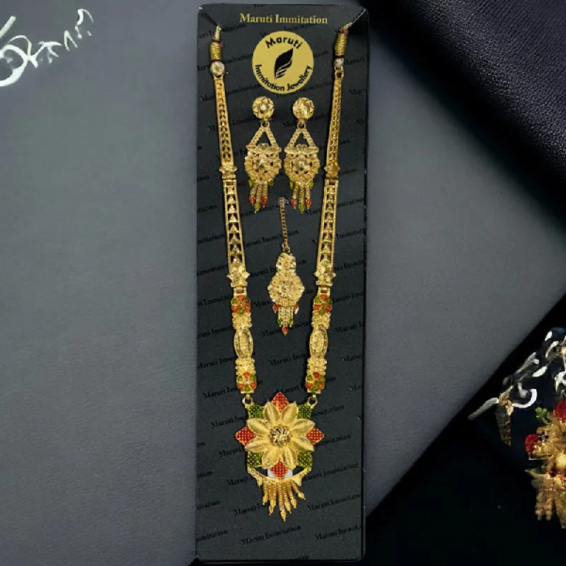 Elegant Diamond Necklace-Maruti Immitation Gold Plated Meenakari Necklace Set