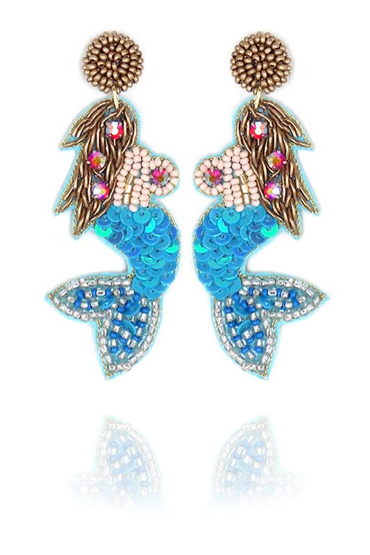 Classic Gold Earrings-Beaded Earrings, Mermaids