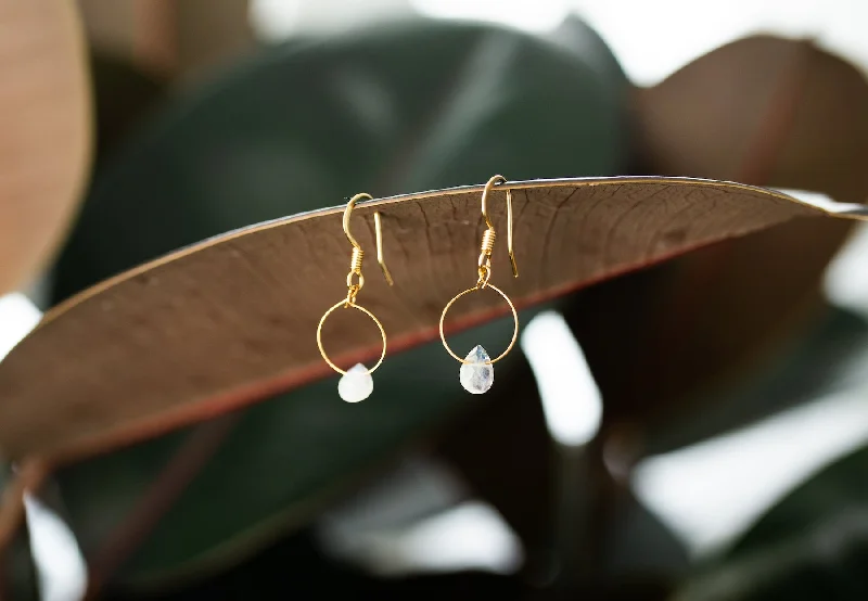 Unique Boho Earrings-Moonstone Hoop Earrings