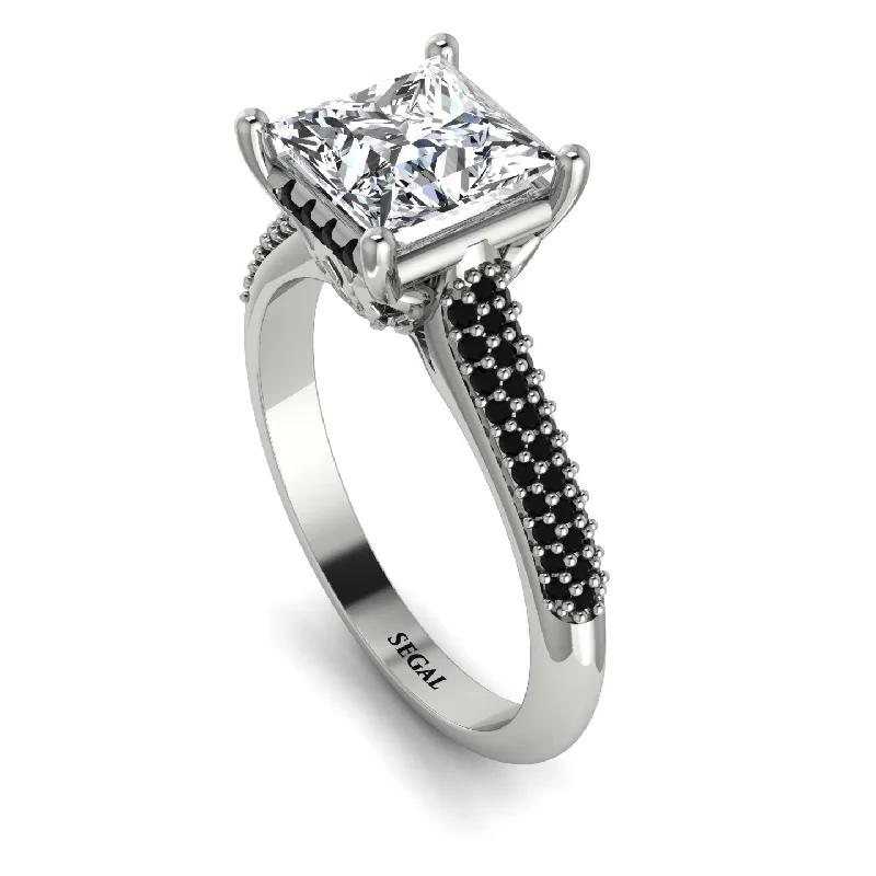 Fancy Engagement Ring-Luxury Pave Princess Cut Diamond Engagement Ring With Hidden Stone - Sabrina No. 33