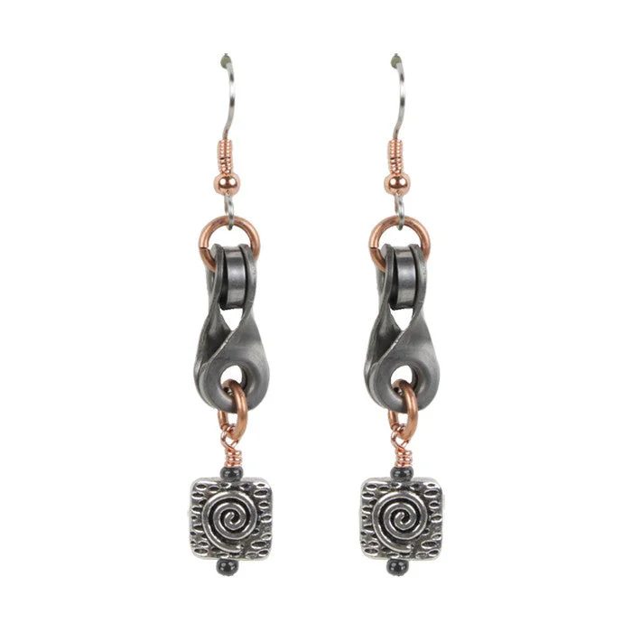 Nature Inspired Earrings-Twisted Link & Swirl Bead Earrings