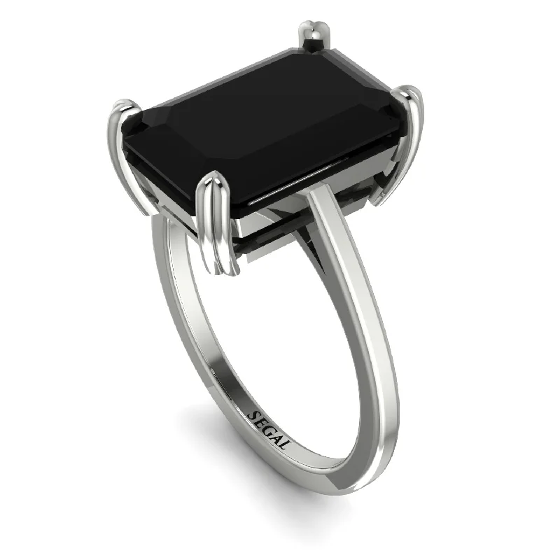 Custom Name Ring-Classic Emerald Cut Black Diamond Engagement Ring - Jakes No. 9