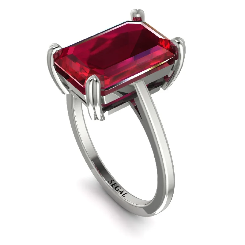 Custom Birthstone Ring-Classic Emerald Cut Ruby Engagement Ring - Jakes No. 12