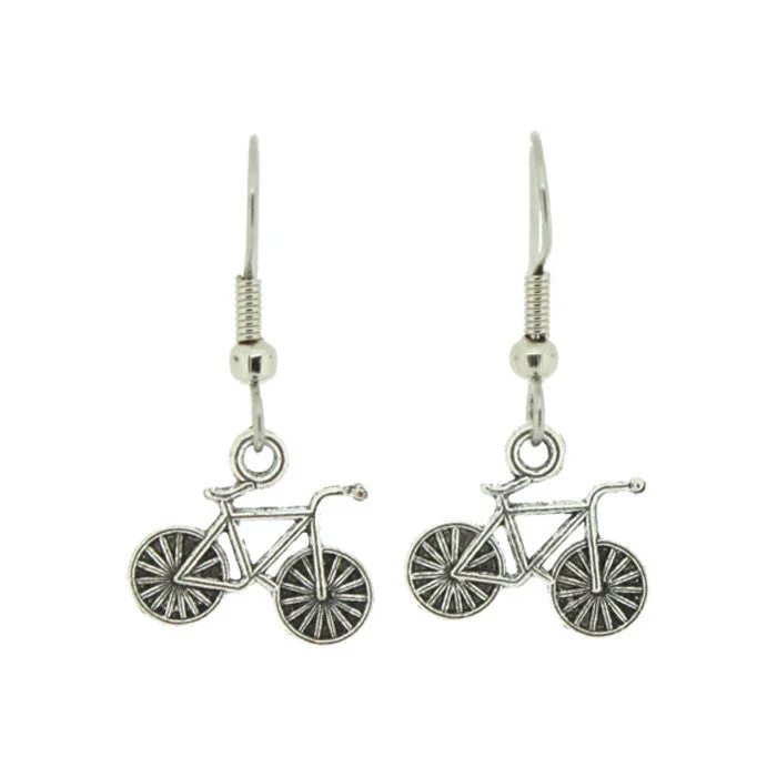 Black and Gold Earrings-Bicycle Charm Earrings - Wholesale