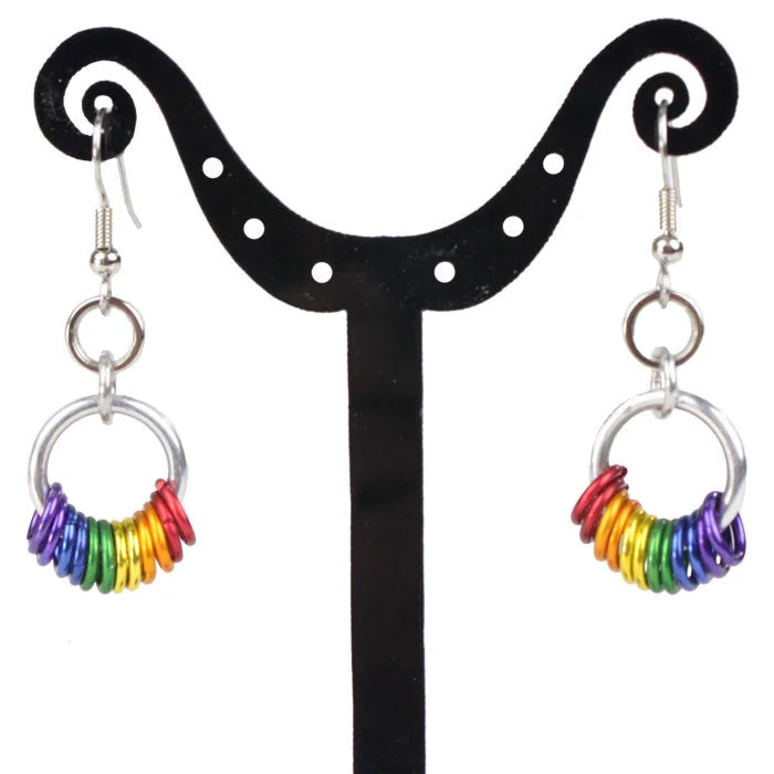 Classic Silver Hoop Earrings-Rainbow Drop Earrings - Wholesale