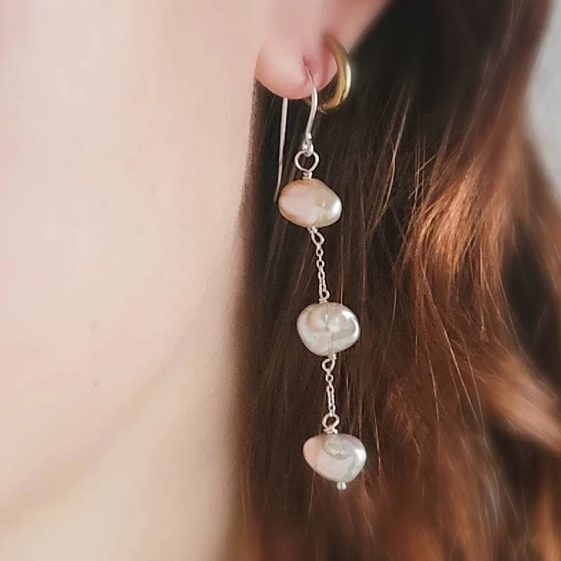 Unique Designer Earrings-Keshi Pearl Drop Earrings