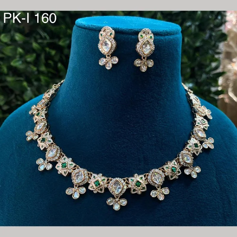 Celestial Moon Necklace-Royal Kundan Jewellery Gold Plated Kundan Stone Necklace Set