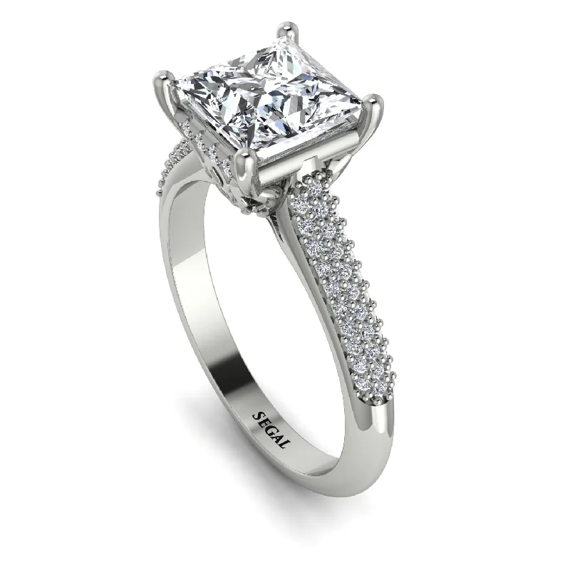 Gold Wedding Ring for Men-Luxury Pave Princess Cut Diamond Engagement Ring With Hidden Stone - Sabrina No. 3