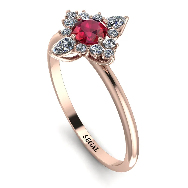 Personalized Gemstone Ring-Compass Ruby Engagement Ring - Rose No. 11