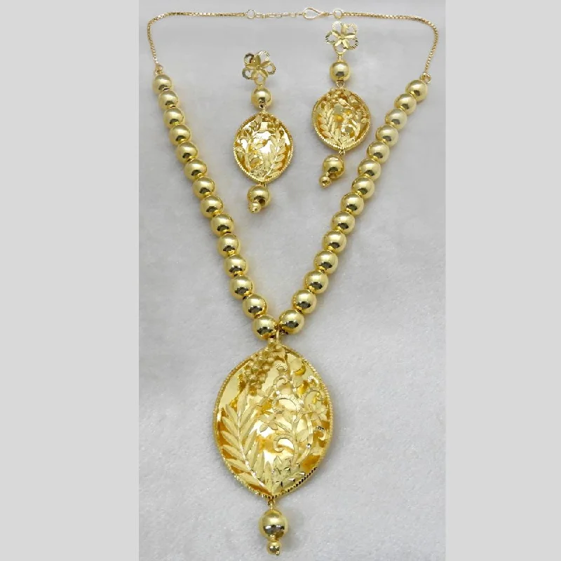 Vintage Gemstone Necklace-Bhavi Jewels  Forming Gold Plated Copper Necklace Set - 1107865