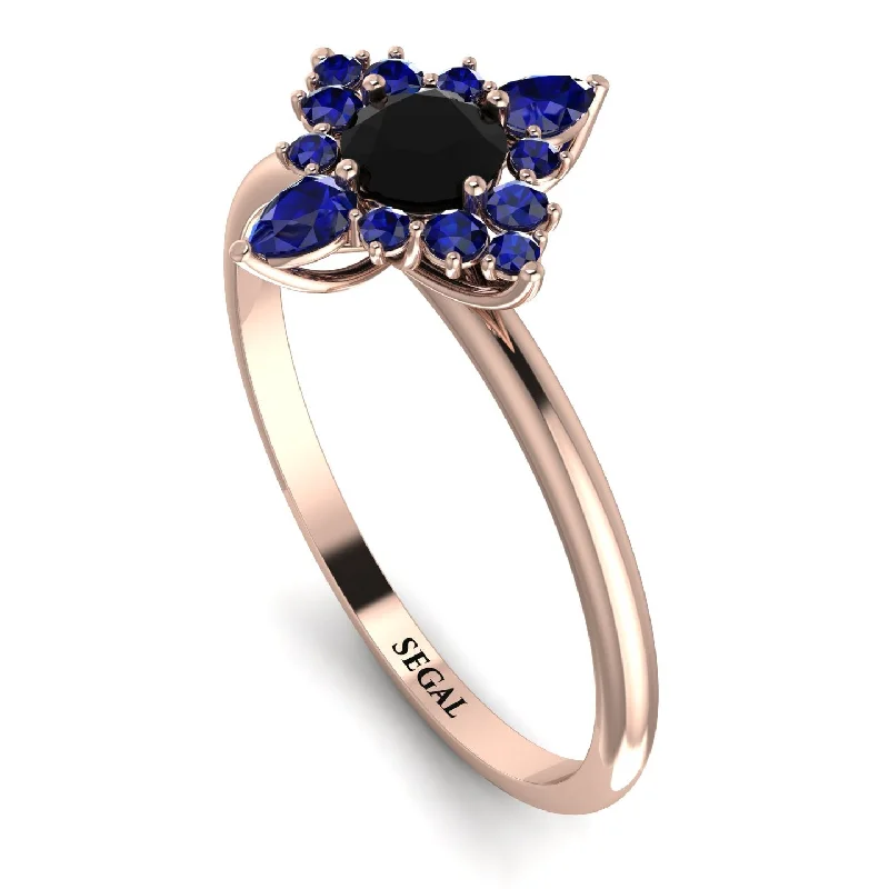 Personalized Stacking Ring-Compass Black Diamond Engagement Ring - Rose No. 68