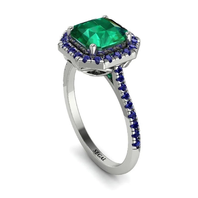 Personal Wedding Band Ring-Gorgeous Radiant Cut Emerald Pave Engagement Ring With Hidden Stone - Felicity No. 66