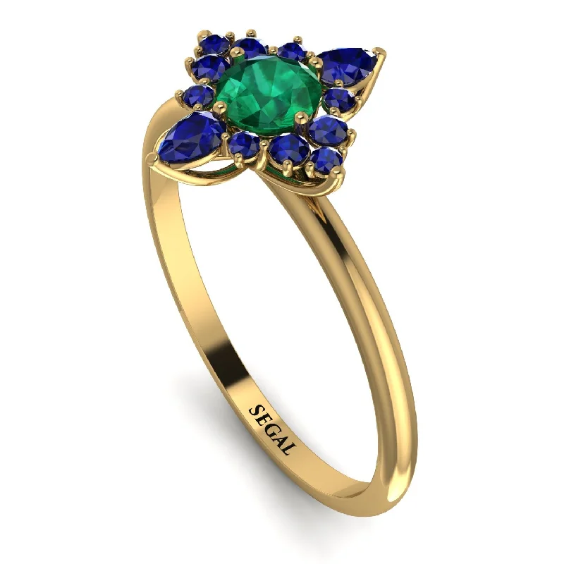 Classic Gold Ring with Diamonds-Compass Emerald Engagement Ring - Rose No. 64