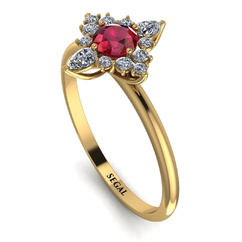 Cute Silver Ring for Women-Compass Ruby Engagement Ring - Rose No. 10