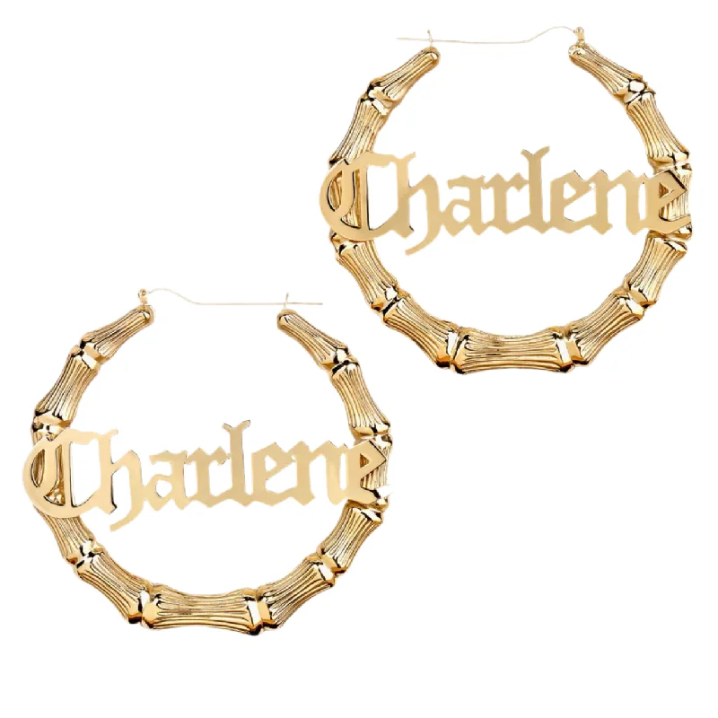 Statement Jewelry Earrings-Custom Bamboo Hoop Earrings