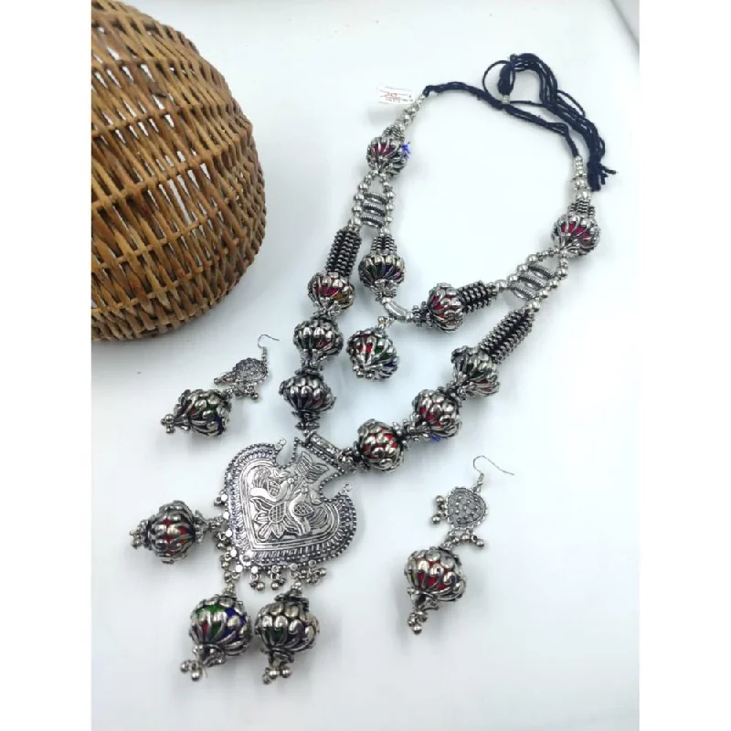 Rose Gold Layered Necklace-Akruti Collection  Oxidised  Plated Necklace Set