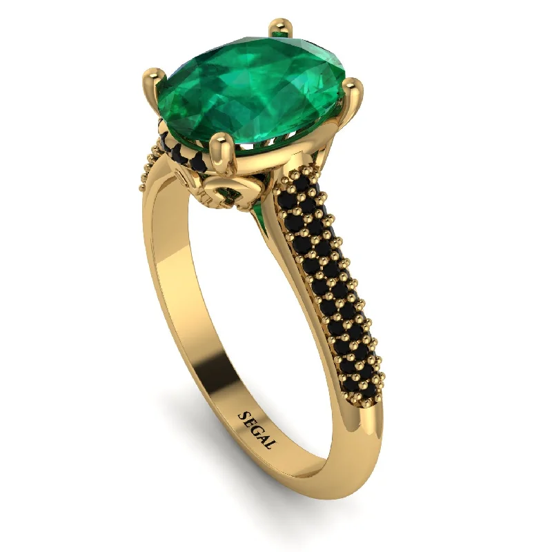 Unique Men's Ring-Luxury Pave Oval Cut Emerald Engagement Ring With Hidden Stone - Ophelia No. 34