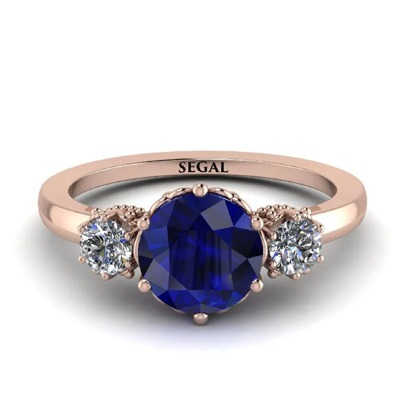 Solitaire Gemstone Ring-Classic 3 Stone Sapphire Engagement Ring - Sofia No. 14