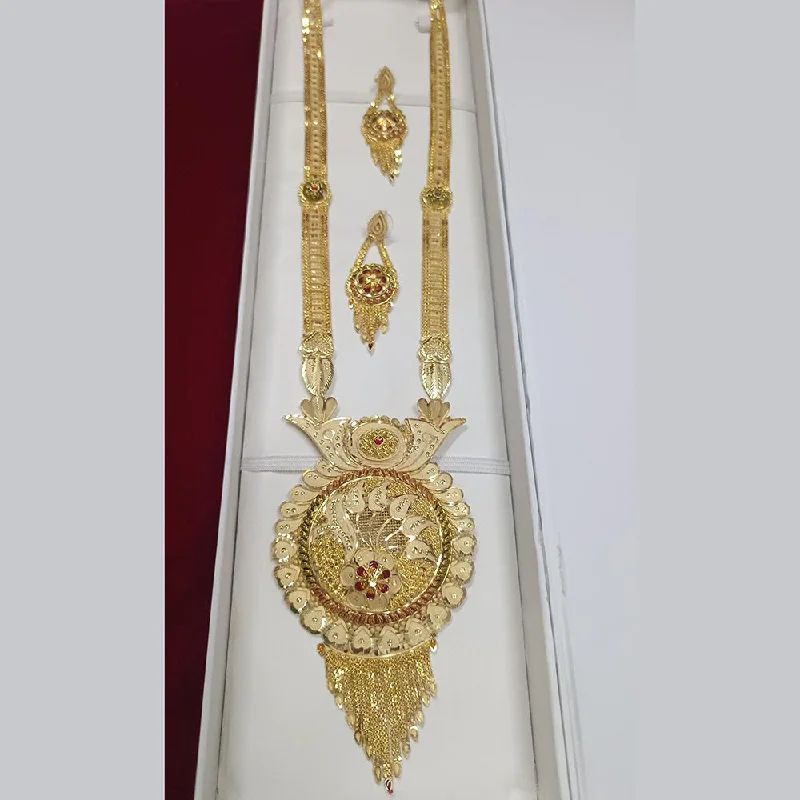 Pearl and Gold Necklace-Pari Art Jewellery Forming Long Necklace Set