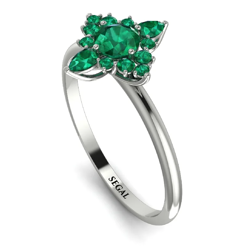 Modern Cocktail Ring-Compass Emerald Engagement Ring - Rose No. 21