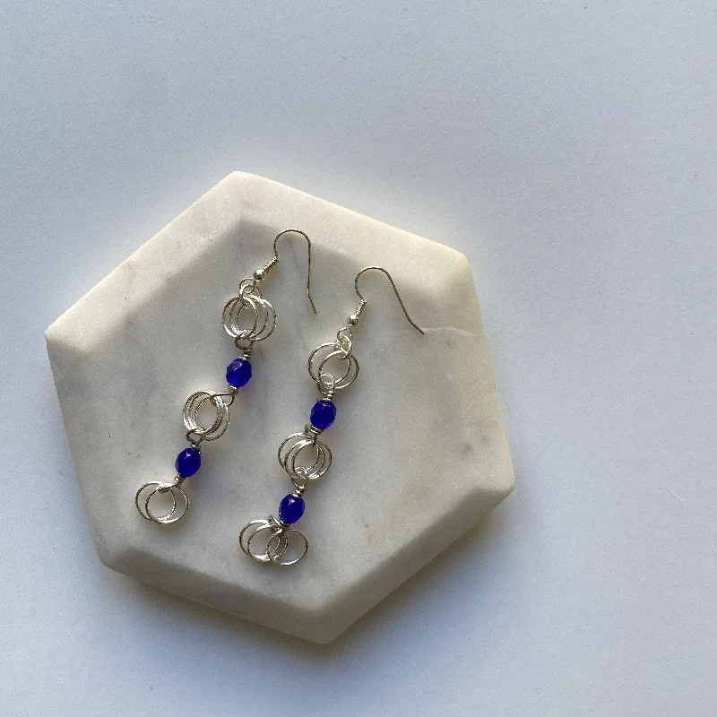 Antique Style Earrings-The Kiere Earrings in Cobalt Blue