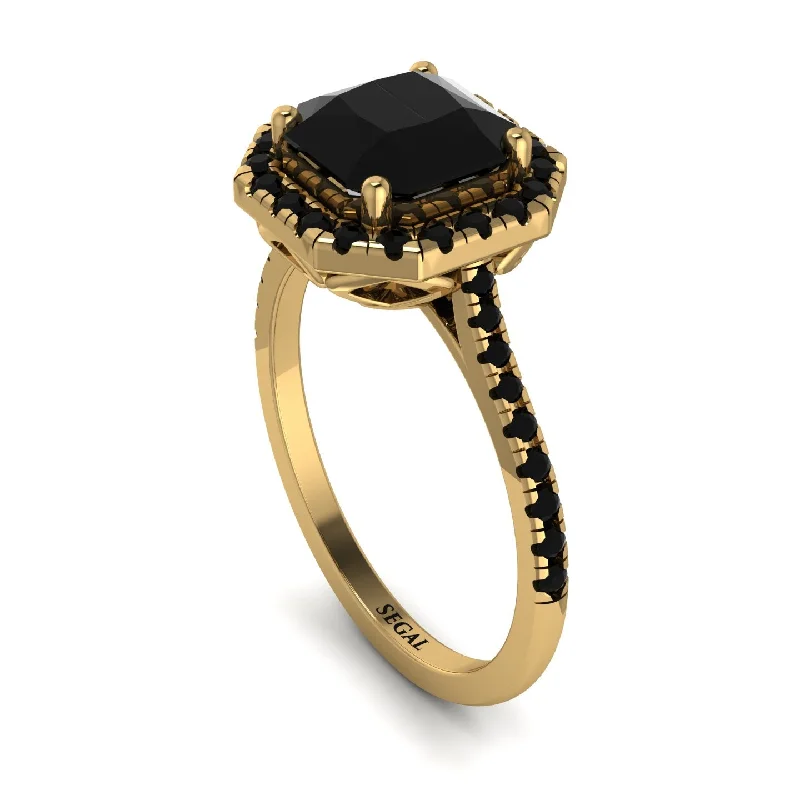 Fashionable Wedding Ring-Gorgeous Radiant Cut Black Diamond Pave Engagement Ring With Hidden Stone - Felicity No. 37