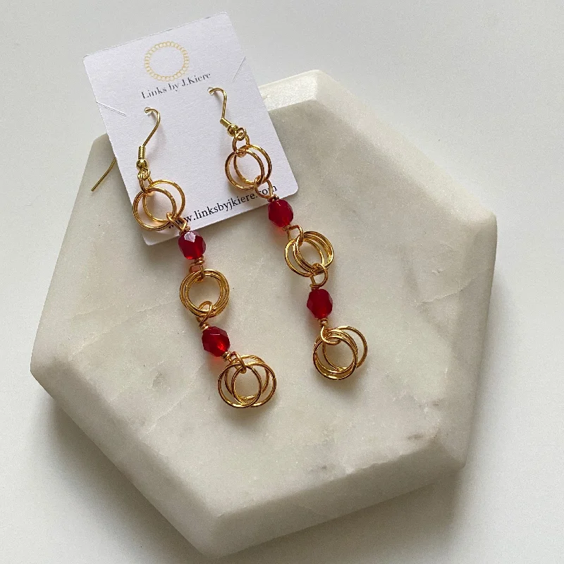 Modern Gemstone Earrings-The Kiere Earrings in Ruby Red