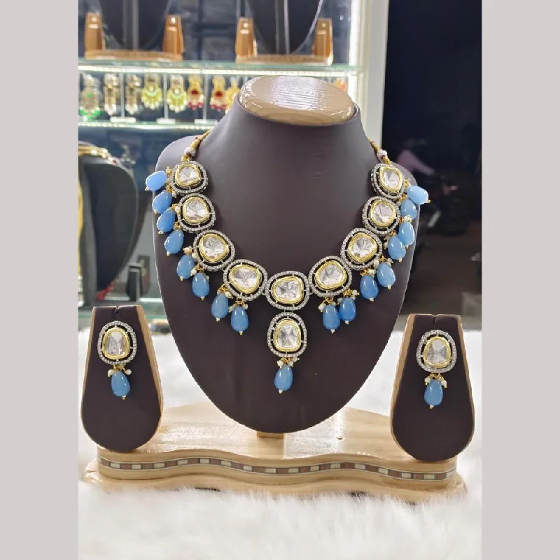 Celestial Moon Necklace-Palak Art 2 Tone Plated  Kundan Stone And Beads Necklace Set