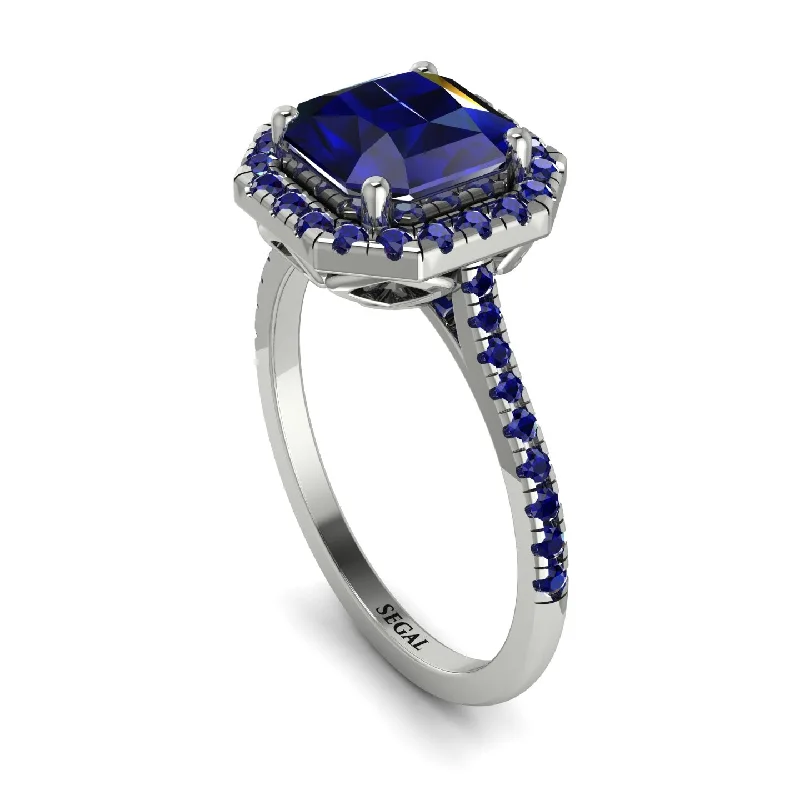 Beautiful Gemstone Ring-Gorgeous Radiant Cut Sapphire Pave Engagement Ring With Hidden Stone - Felicity No. 75