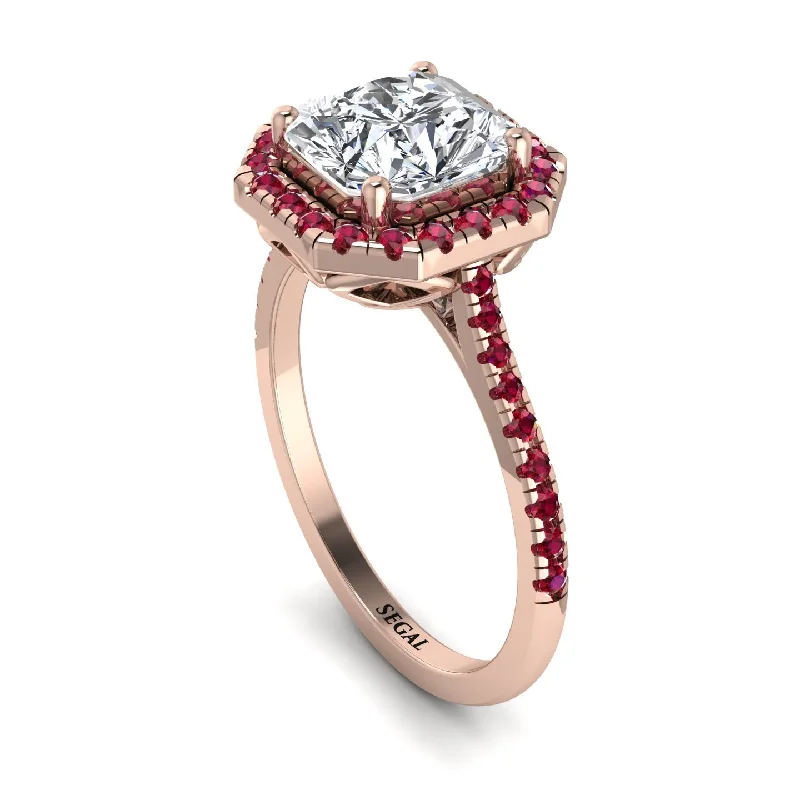 Elegant Cocktail Ring-Gorgeous Radiant Cut Diamond Pave Engagement Ring With Hidden Stone - Felicity No. 47