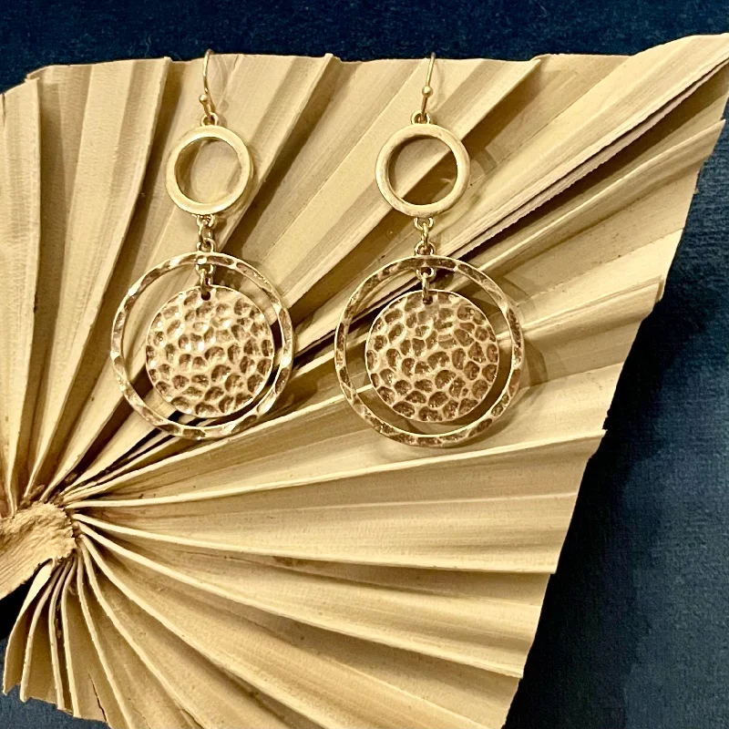 Geometric Drop Earrings-Double Trouble Double Drop Circle Earrings-FINAL SALE